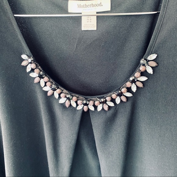 Beautiful Black Beaded Maternity Blouse Top - Picture 6 of 6